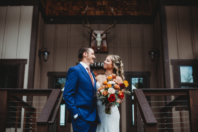 Bride and Groom on Steps