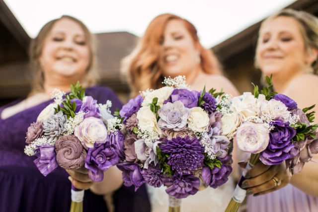 Bride and Bridesmaids with Bouquets