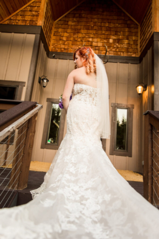 Back View of Bride on Steps