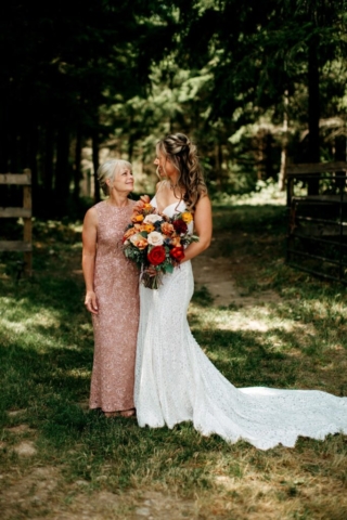 Bride and Mother in Woods